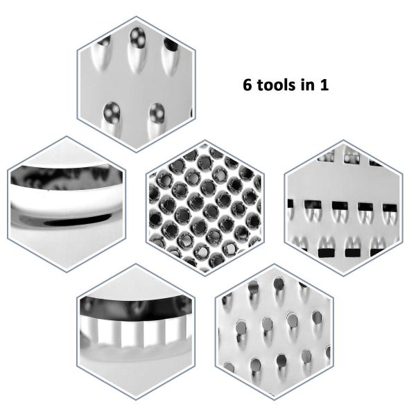 Convenient Handheld Vegetable Slicer and Cheese Grater with Stainless Steel 6-Sided Design