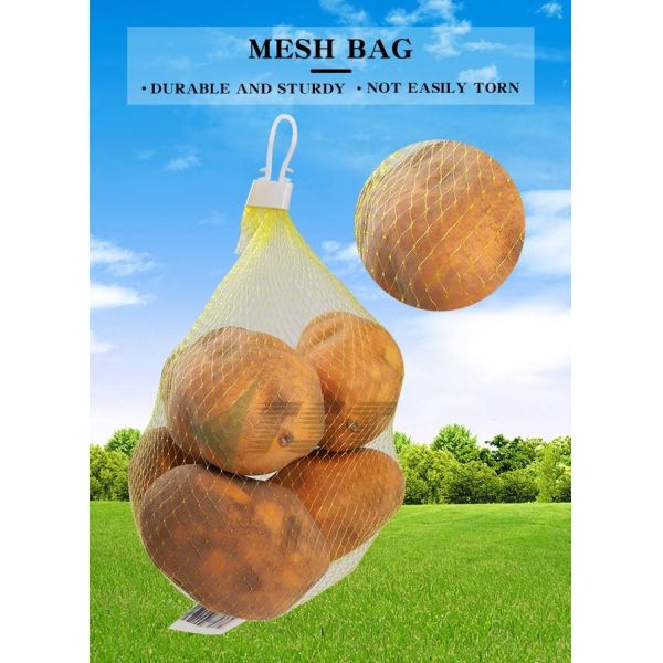 Yellow Color 1kg 2kg PP Netting Bag For Vegetable Potato Packaging With Label