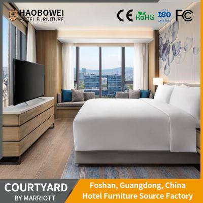 Curved Backrest Foshan 4 Star King Size Bedroom Set Marriott Resort Hotel Furniture