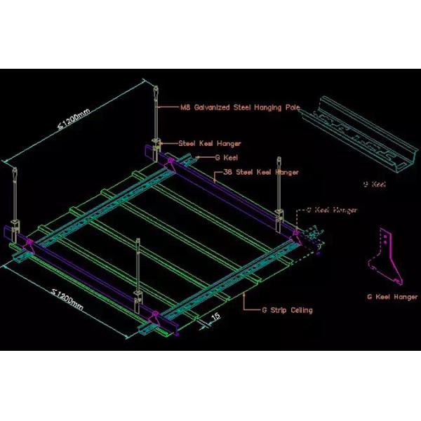 C-Shaped Linear Metal Strip Ceiling False Ceiling For Supermarket 200mm 300mm