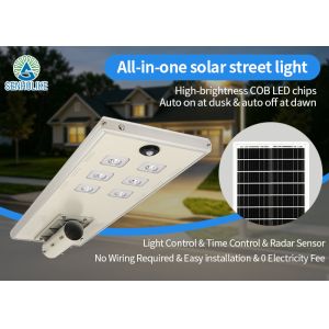 All-in-One Solar Street Light with Light Control & Timer, Brand New Lithium Battery Rustproof Aluminum Housing