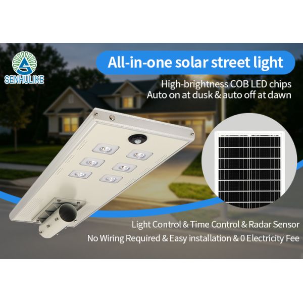 All-in-One Solar Street Light with Light Control & Timer, Brand New Lithium Battery Rustproof Aluminum Housing