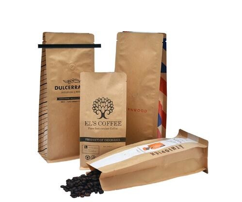 Food Grade Laminated Material PET Side Gusset Custom Logo Zipper Bag For Coffee Packing