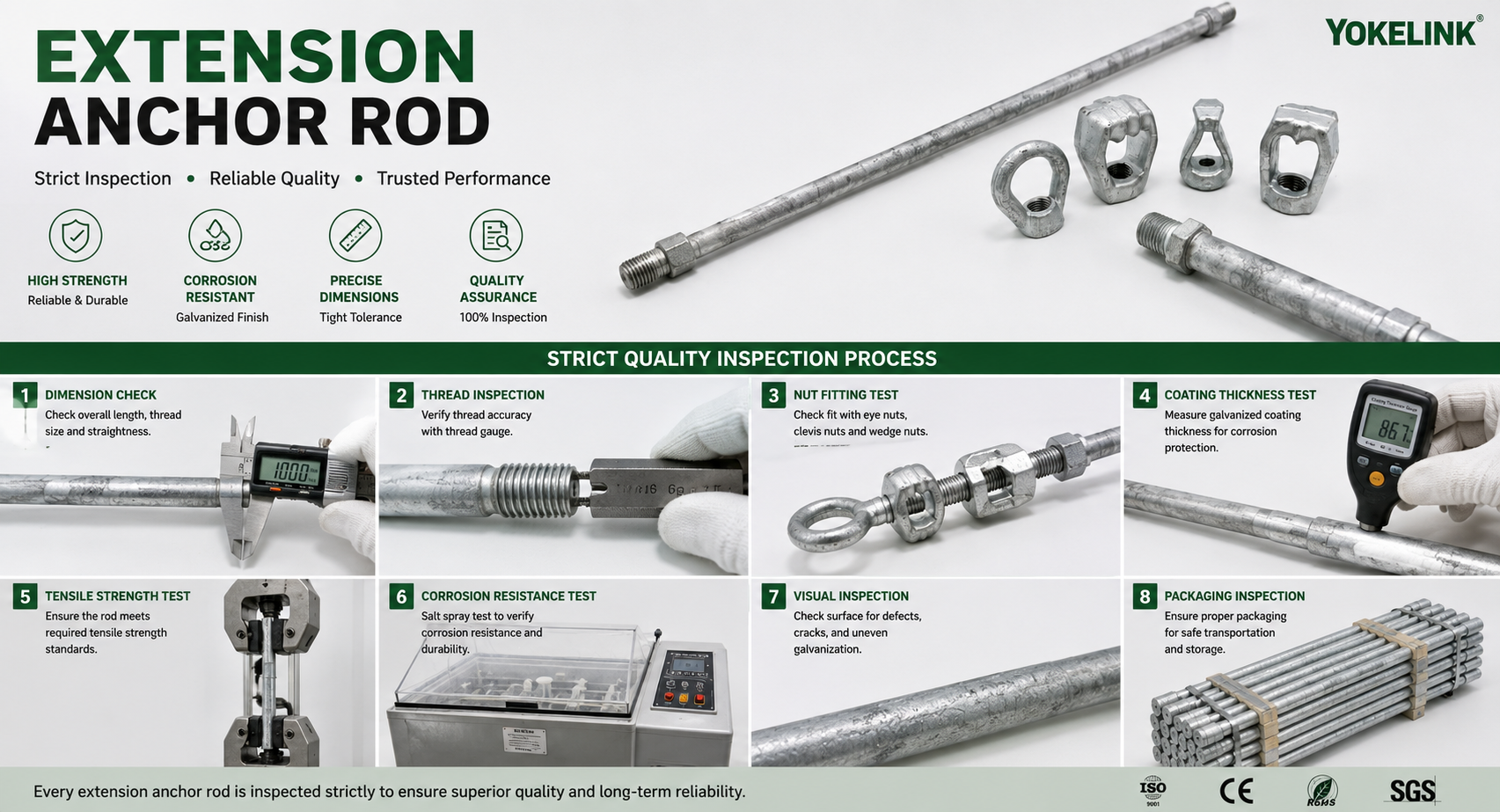 Extension Anchor Rod | HDG Guy Rod Coupling | IEEE C135.2 Extension Rod