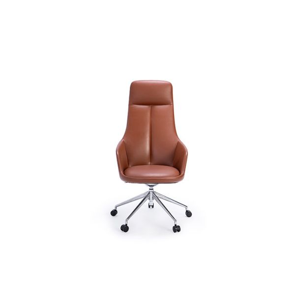 Adjustable Rolling Aluminum Base Leather Executive Task Chair For Office