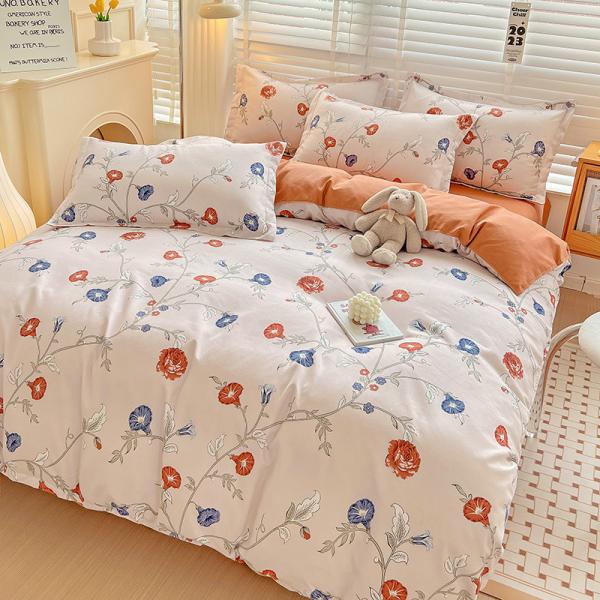 Grade A 2024 Tendance épaissie brossée en coton lavé Lit four-piece ensemble feuille en gros