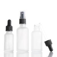 Garrafa de óleo essencial de goteador marrom, vidro congelado transparente, borrifador portátil, pequena amostra