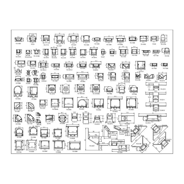 Caja de muestras de perfiles de aluminio LED