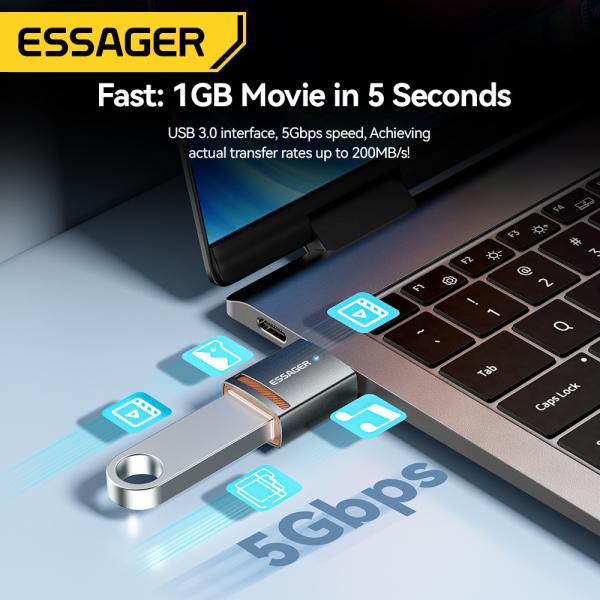 Micro USB OTG Adapter USB A C To Lightning OTG Connector ESSAGER ES-OTG17
