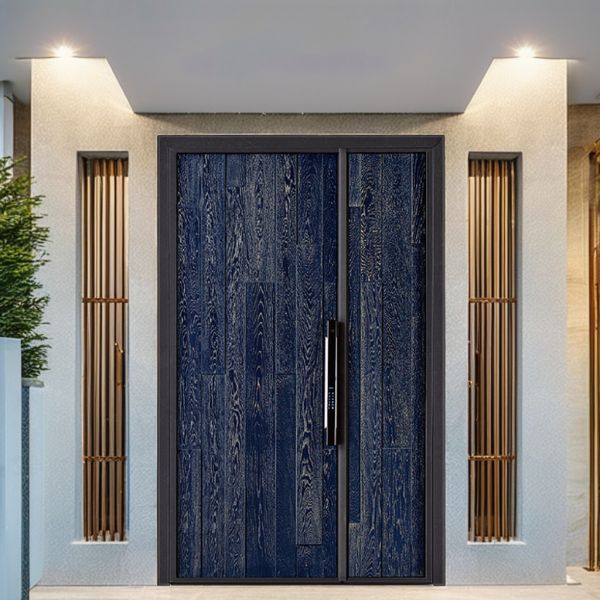 Fireproof Villa Fingerprint Security Door Soundproof Anti Theft Swing Open Design