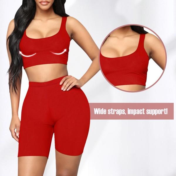HEXIN Fashion Women's High Waisted Mini Sport Suit Running Two Piece Set for Exercise
