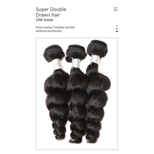 Double wefted 10a Reinforced Real Human Hair Bundles Loose Wave Black Color