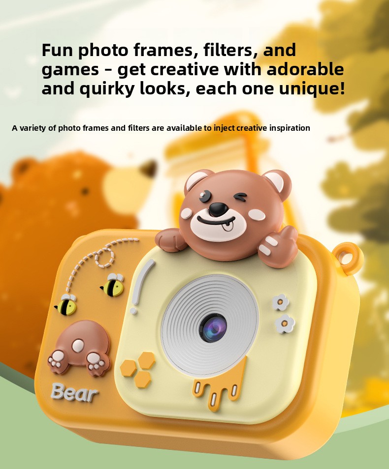 Children's Mini Camera 2-Inch Screen ABS Material Can Take Photos & Videos Play Games HD Children's Toy Cartoon Gift