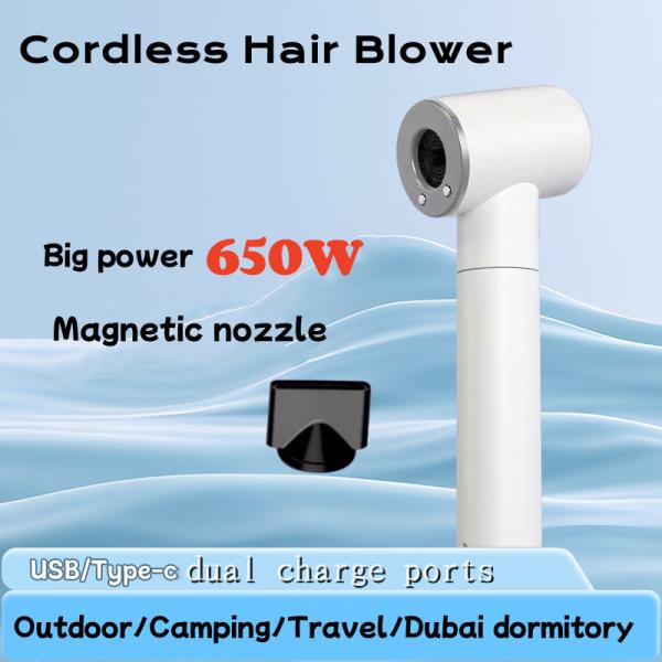 Portable 450W Cordless Hair Dryer with 48000mAh Big Battery Capacity Compact Design
