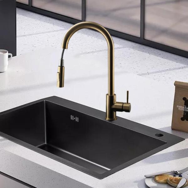SUS304 Removable Spray Gold Pull Out Kitchen Faucet