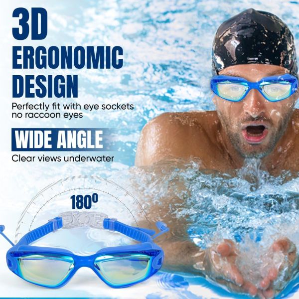Adjustable Elasticity UV Protection Swimming Goggles with PC & Silicone Material for Racing and Anti-Fog