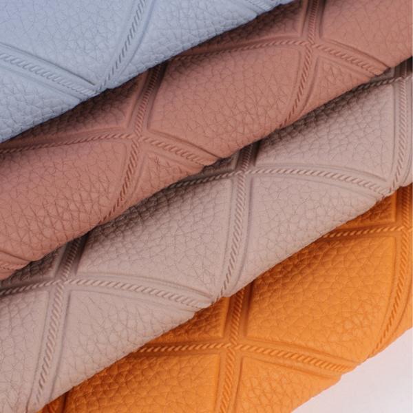Élastique Litchi tissé à carreaux motif PVC faux tissu en cuir artificiel
