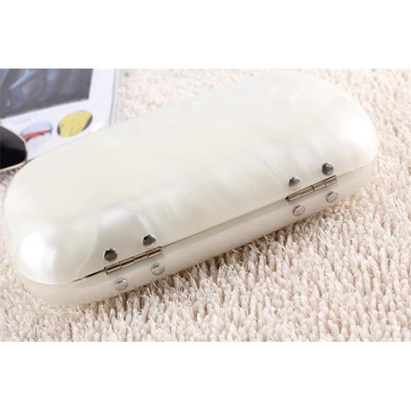 Fashionable White Pearl Acrylic Evening Clutch Handbag For Dinner Party