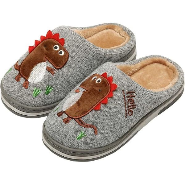 Divertissement DIno en vedette Chaussons pour enfants chaude fausse fourrure pour le confort hivernal