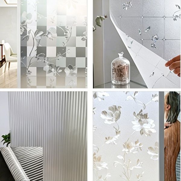 UV Blocking Patterned Glass Decorative Film Water Activated Stained Glass Privacy Film