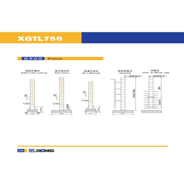 50 Ton 60meter Construction Tower Crane , XGTL750/750II XCMG Crane