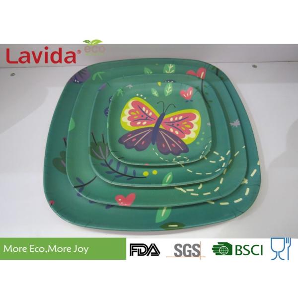 Natural Bamboo Fiber Sqaure Dinning Plate Serving Plate 11'/28cm for home restaurant school