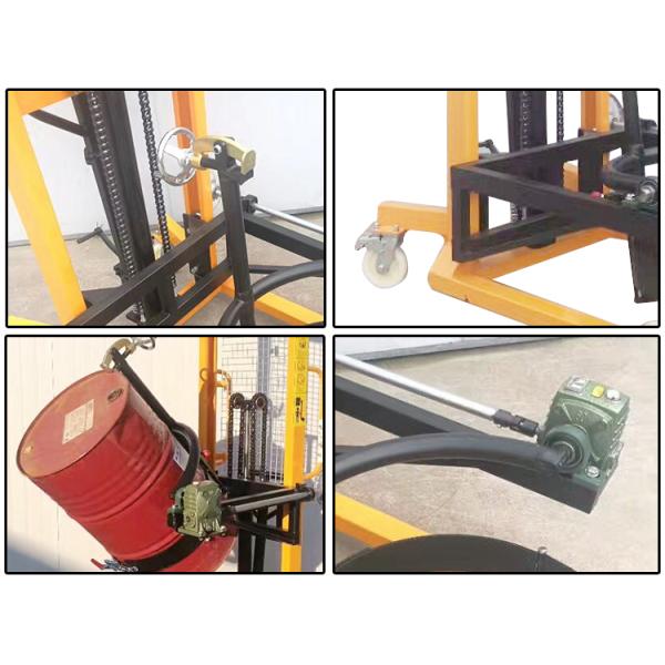 Portable Mini Manual Forklift Stacker , Manual Hydraulic Stacker Oil Drum Rotator Type high lift pallet truck