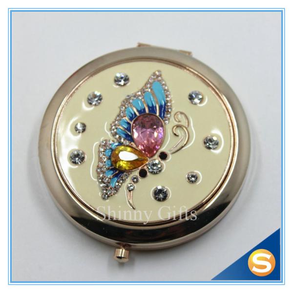 Shinny Gifts Metal Compact MirrorJeweled Makeup Pocket Mirror Custom Cosmetic Mirror