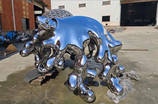 Polished Stainless Steel Abstract Turtle Animal Sculpture as Garden Ornaments