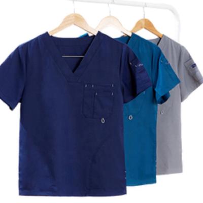 Solid Color  Custom Logo Unisex Short Sleeve Scrubs Chlorine Bleaching Resistant