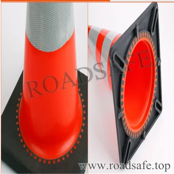 High Strength Roadway Safety PVC Traffic Cone with Customizable Colors and Black Base