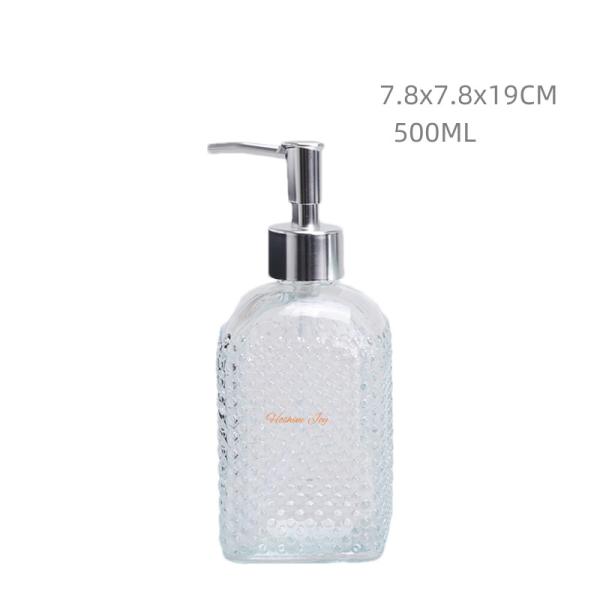 Kitchen Glass Soap Dispenser Bottles 500ML Glass Soap Pump Bottles FDA