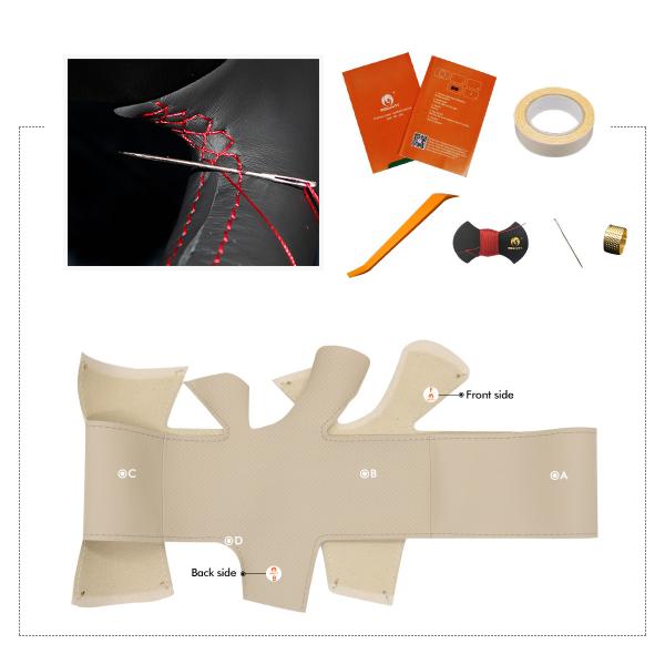 Custom Hand Sewing Beige Artificial Leather Steering Wheel Cover for Fiat 500 500c 2008 2009 2010 2011 2012