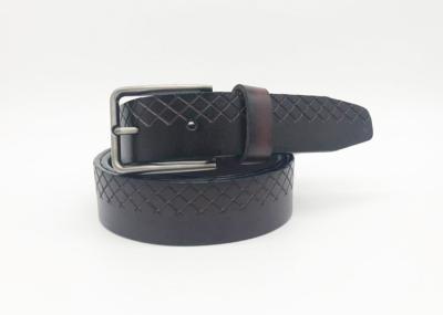 Correia escovada de Diamond Embossed Belt Casual Jeans do Gunmetal para homens 1-1/4 polegadas