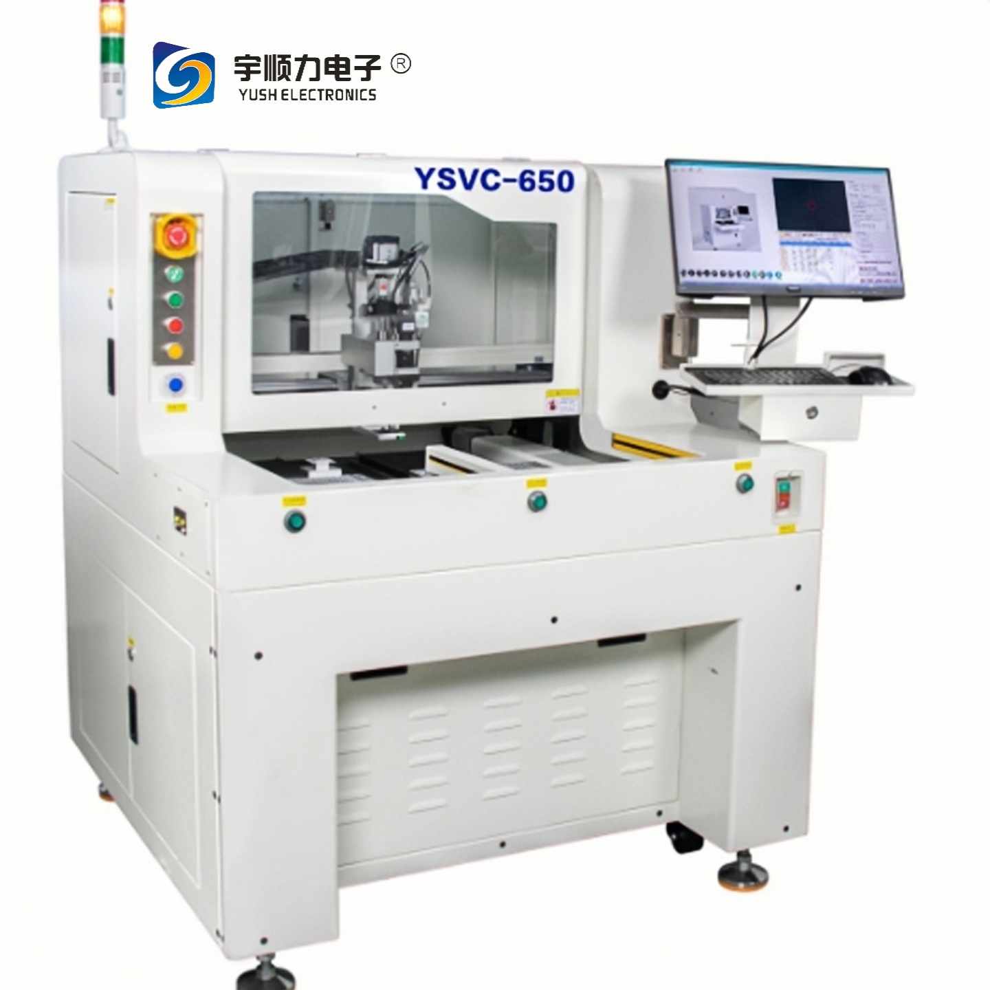 YSVC-650 High Speed PCB Router Machine with 610X500mm Maximum Board Length and UV Laser Cutting for High Precision ±3um PCB Depaneling