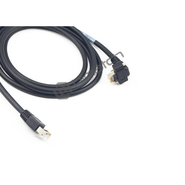 Right Angle Ethernet Cable , Rj45 Network Cable With Screw Lock Molding Cable