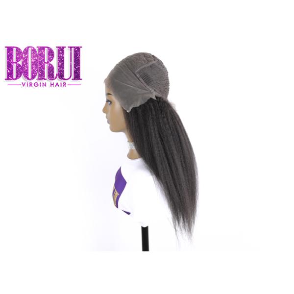 Kinky Straight Human Frontal Wigs Glueless Swiss Lace Frontal Natural Colors