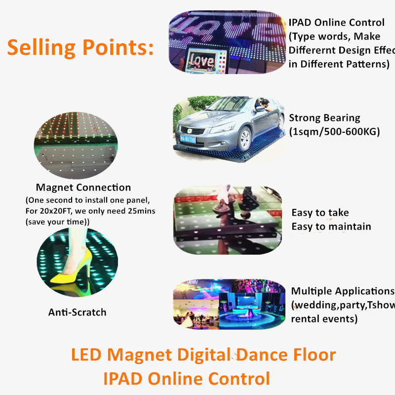 Led Stage 50×50 см Беспроводные цифровые танцевальные плитки для шоу