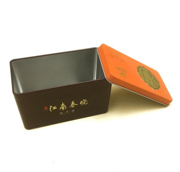 DADI Elegant Rectangular Tea Tin Box CMYK Personalized Tin Can For Tea