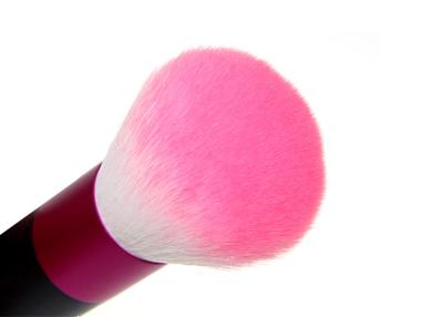 Printed Metal Handle Round Top Kabuki Brush With Red And White Nylon