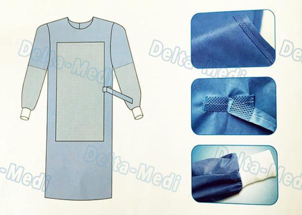 Tie On Disposable Sterile Gowns , Disposable Operating Gowns Wood Pulp Spunlace Fabric