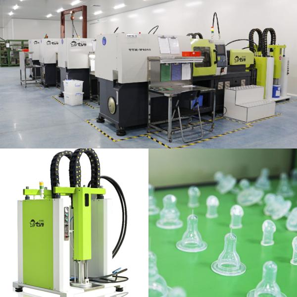 Apertando a máquina da modelação por injeção do silicone da força 130T que faz a bico de alimentação da chupeta do bocal dos produtos do bebê a precisão alta