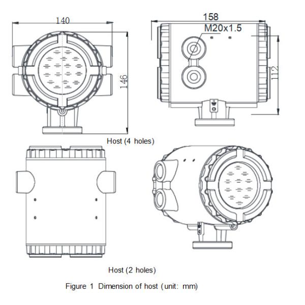 External detection level gauge for tanks with highly corrosive liquids
