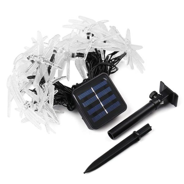 Outdoor Dragonfly Solar LED Christmas Lights String 6M 30 LED For Festival Party