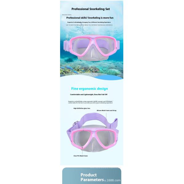 Máscara de snorkel para niños con lentes de PC y paño antivaho, diadema para buceo infantil
