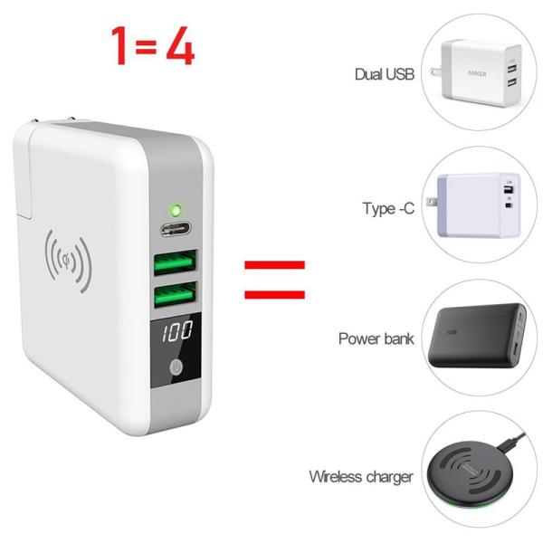 ABS PC 6700mAh QI Enable Devices Travel Charger Power Bank