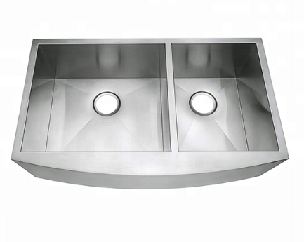 Golden Color Double Bowl Kitchen Sinks Stainless Steel Above Counter