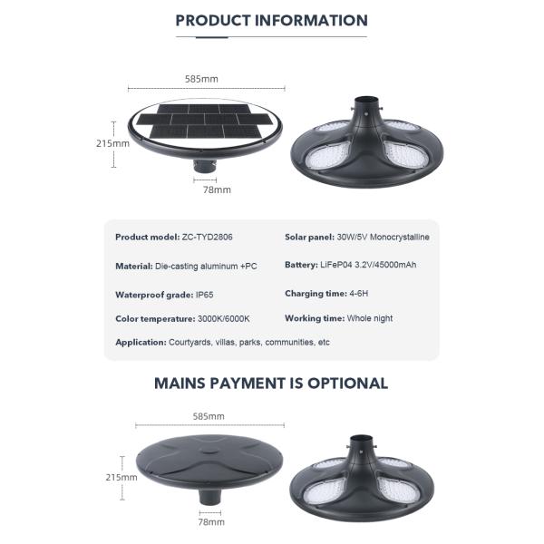 OEM ODM Fast Charging Outdoor Garden Solar Light For Street Landscape Multipurpose