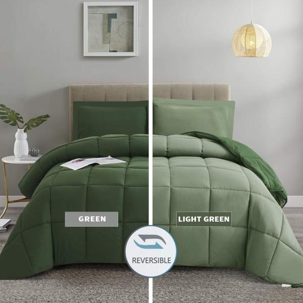 Tumble Dryable Bicolor Soft Microfiber Comforter Reversible Microfiber Quilt Set