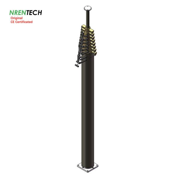 15m lockable pneumatic telescopic mast 30kg payloads 2.8m closed height mobile masts